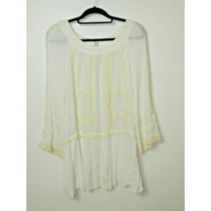 Monoreno‎ Blouse  Size Small Ivory Embroidered Peasant Boho Chic Tunic